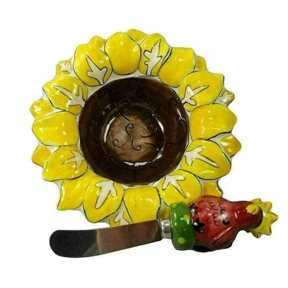 Blue Sky Clayworks Heather Goldminc Sunflower Bowl‎ Spreader BEC6160 2010 READ - Picture 1 of 8